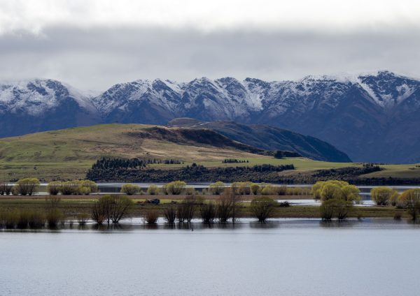 lake, mountains and trees